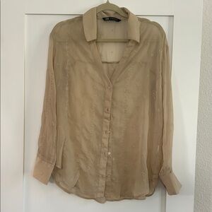 Zara Light Brown Sheer Blouse